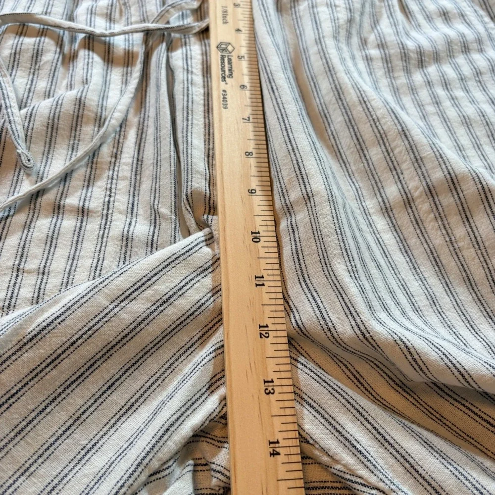 Banana Republic Linen Striped Pants Womens Medium Straight High Rise Drawstring